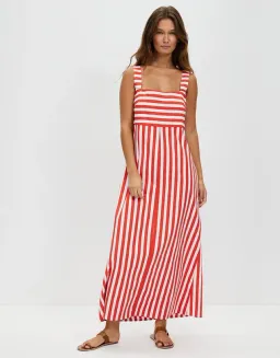 Cartel & Willow Sara Maxi Dress Campari Stripe Size 10 for rent on The Volte - image 1