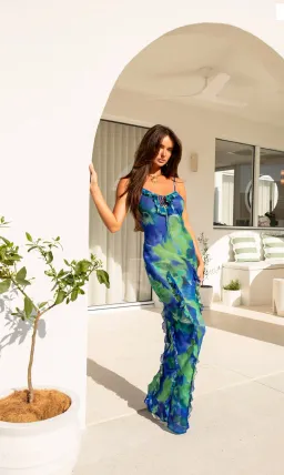 Isabelle Quinn Kyra Ruffle Maxi Dress Pacific Pansie Size 8 for rent on The Volte - image 6