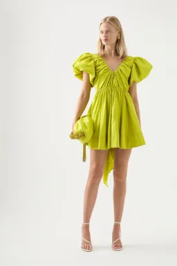 Aje Gretta Bow Back Mini Dress Chartreuse Green Size M / AU 10 for rent on The Volte - image 1