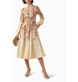 Zimmermann Luminosity Buttoned Midi Dress Morisot Cream Print Size 2 / AU 12 for rent on The Volte - image 1