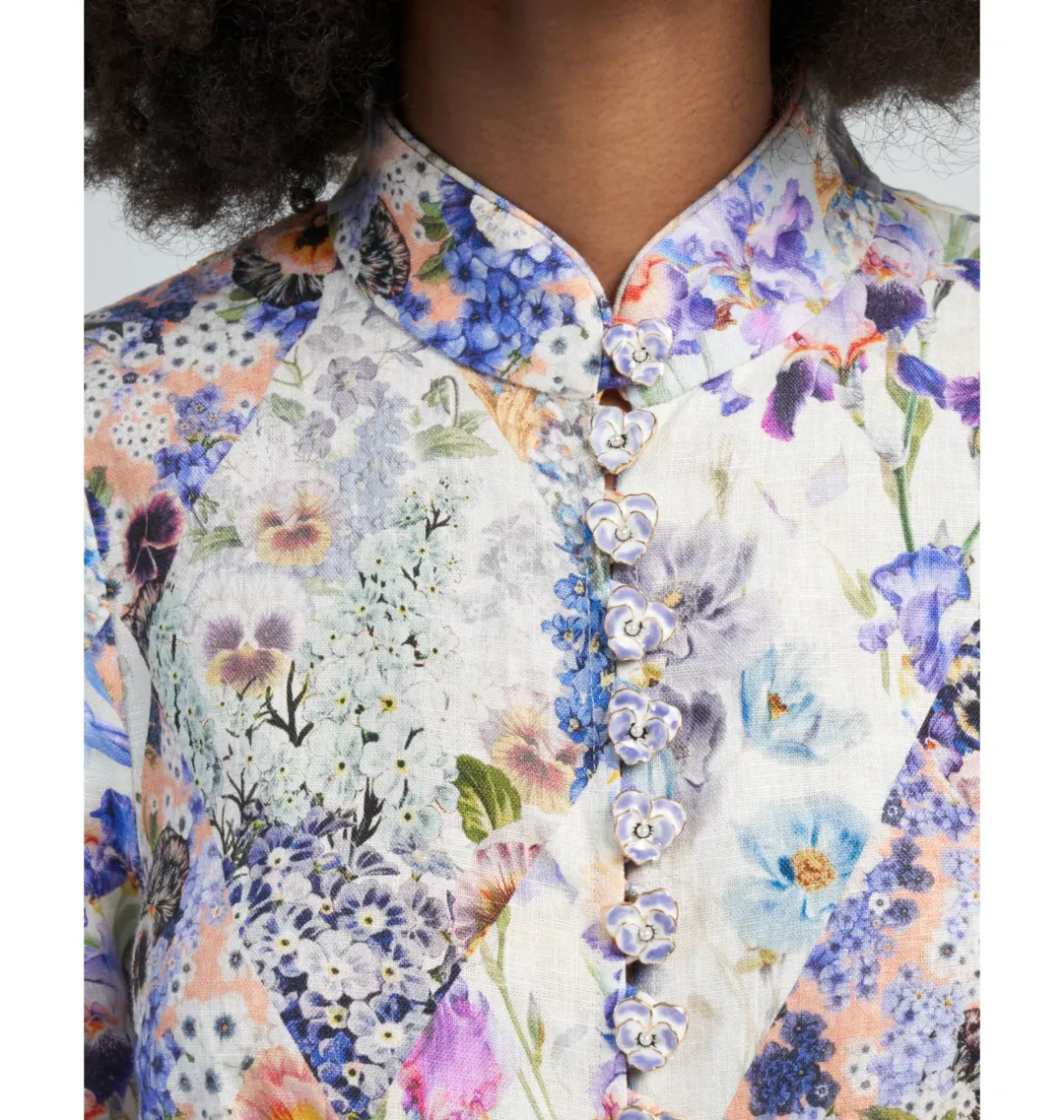 Zimmermann Tama Belted Mini Dress in Diamond Splice Floral Size 2 / AU 12 for rent on The Volte - main image