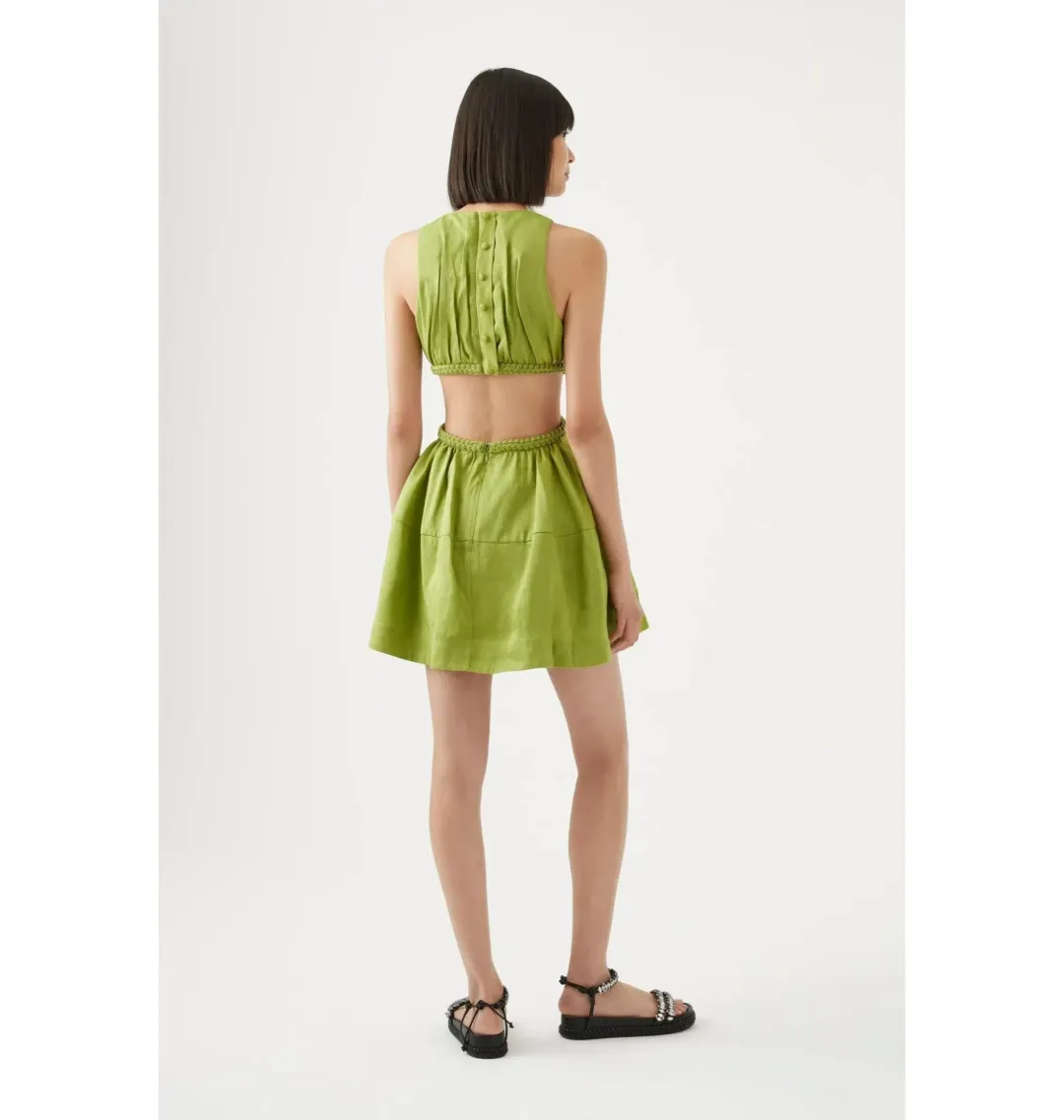 Aje Voyage Braided Mini Dress in Green Size AU 10 for rent on The Volte - main image