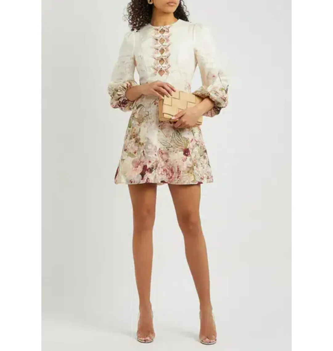 Zimmermann Dancer Hummingbird Mini Dress Alabaster Garden Floral Size 2 / AU 12 for rent on The Volte - main image