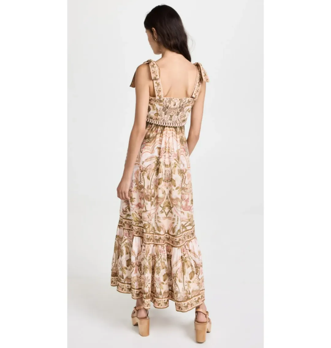 Zimmermann Lyre Picnic Dress in Khaki Palm Size 3 / AU 14 for rent on The Volte - main image