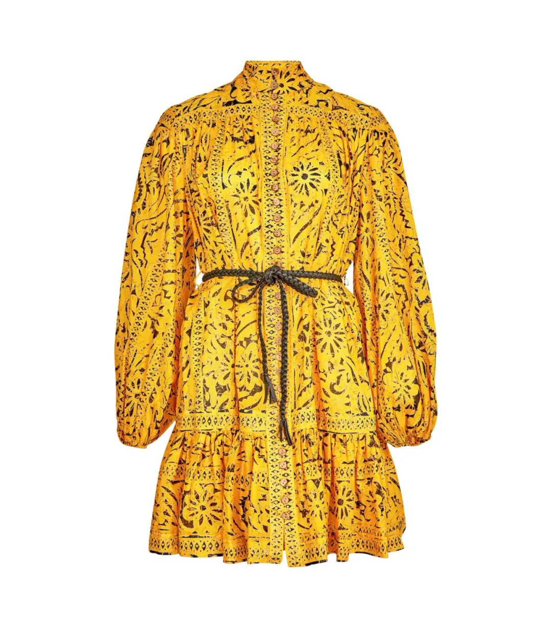 Zimmermann Lulu Drop Waist Dress in Yellow Print Size 3 / AU 14 for rent on The Volte - main image