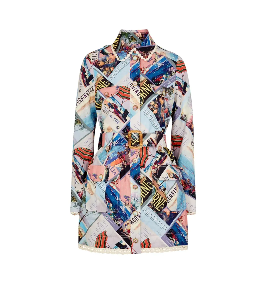 Zimmermann Postcard Shirt Mini Dress Print Size 2 / AU 12 for rent on The Volte - main image