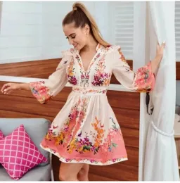 Zimmermann Tropicana Plunge Mini Dress Cream Floral Size 3 / AU 14 for rent on The Volte - image 2