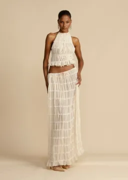 Arcina Ori Juliette Halter Top & Maxi Skirt Set Warm Cream Size S / AU 8 for rent on The Volte - image 1