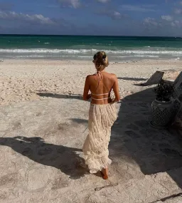 Arcina Ori Juliette Halter Top & Maxi Skirt Set Warm Cream Size S / AU 8 for rent on The Volte - image 4