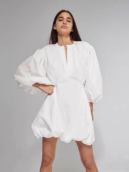 Bassike Gathered Balloon Dress White Size 10 for rent on The Volte - image 3