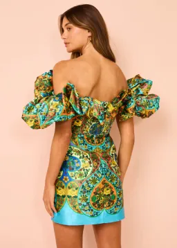 Alemais Sofie Off Shoulder Mini Dress Multi Floral Size 10 for rent on The Volte - image 3