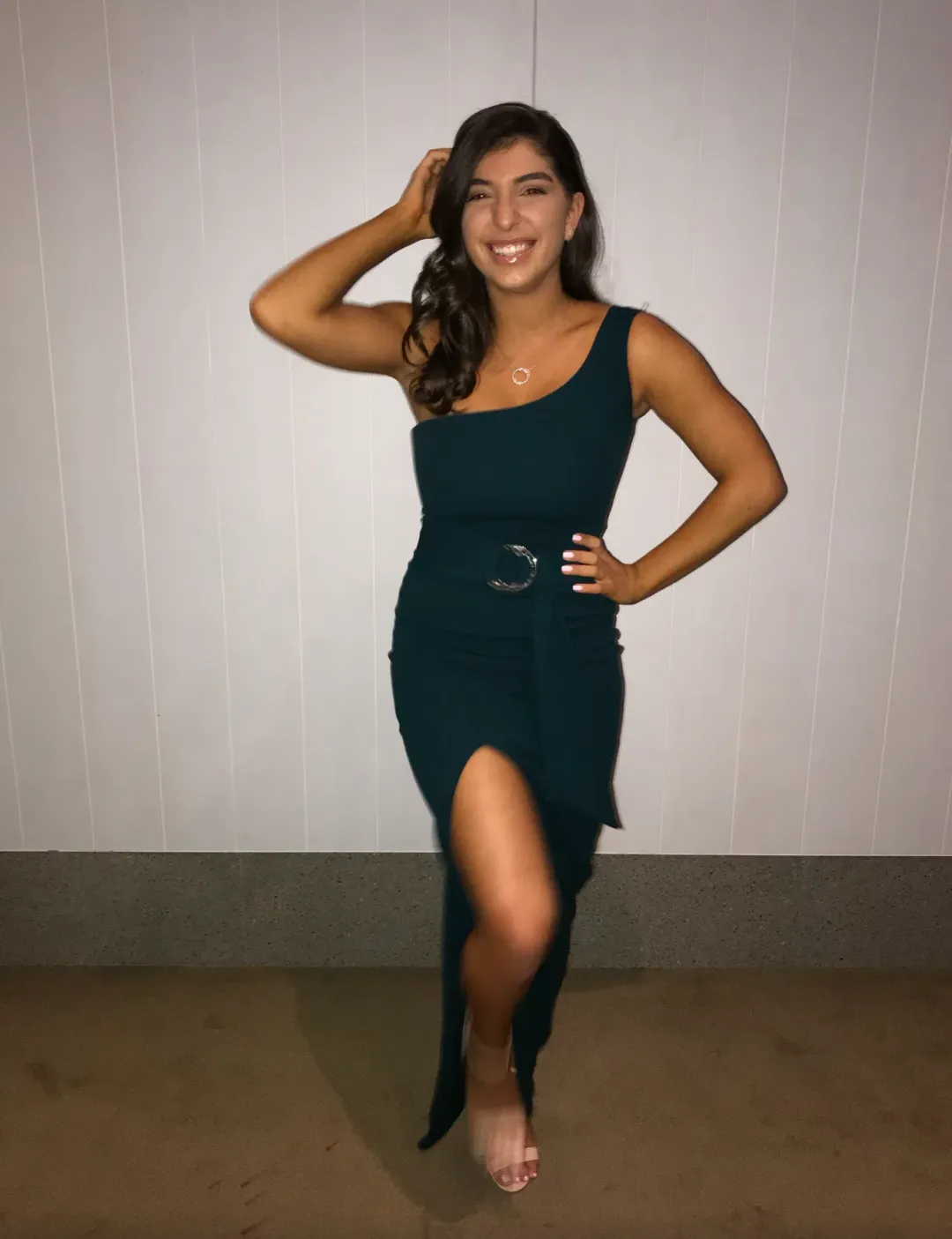 Love Nookie One Shoulder Gown in Teal Size 10 for rent on The Volte - main image