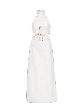Zimmermann Braid-Trimmed Cut Out Linen Midi Dress White Size 1 / AU 10 for rent on The Volte - image 2