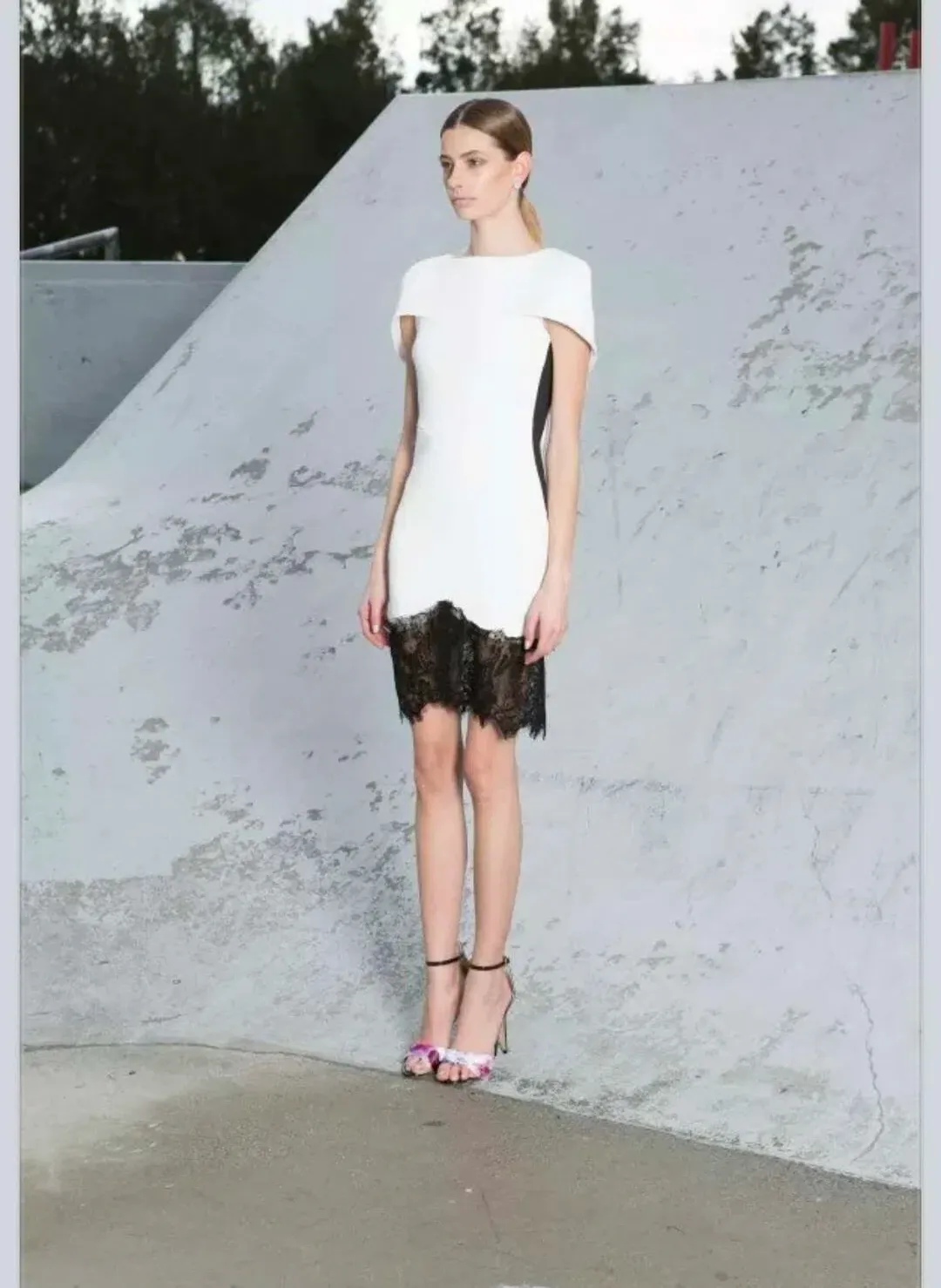 Asilio the Label Lace Hem Dress White/Black Size XS / AU 6 for rent on The Volte - main image