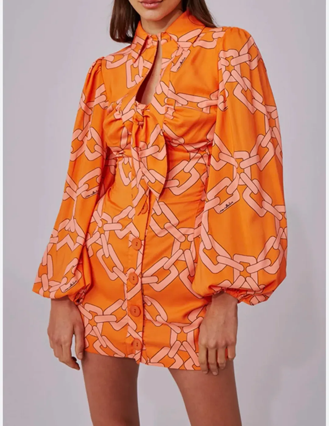 C/MEO Collective Mornings Mini Dress Tangerine Chain Size S / AU 8 for rent on The Volte - main image