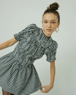 Après Studio Gingham Bubble Mini Dress Print Size L / AU 12 for rent on The Volte - image 2