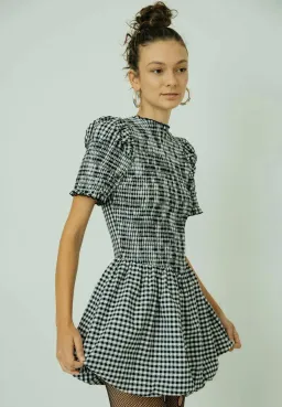 Après Studio Gingham Bubble Mini Dress Print Size L / AU 12 for rent on The Volte - image 3