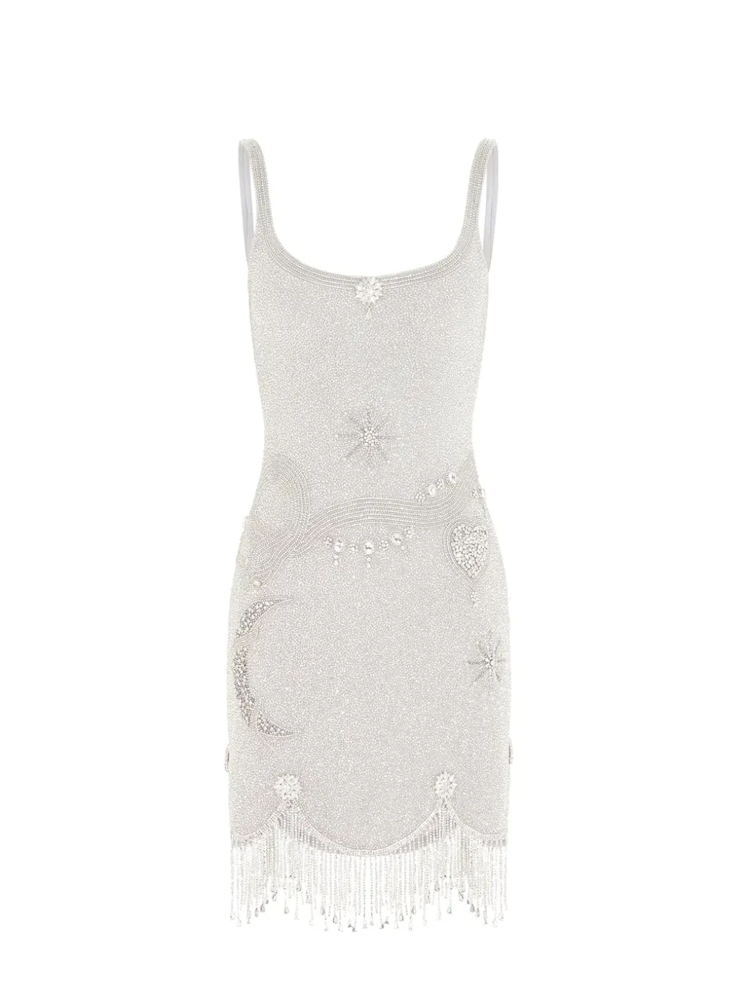 Clio Peppiatt Charm Fringe Mini Dress Silver Size XS / AU 6 for rent on The Volte - main image