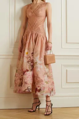 Zimmermann The Dancer Sleeveless Lace Midi Dress Blush Garden Floral Size 1 / AU 10 for rent on The Volte - image 2