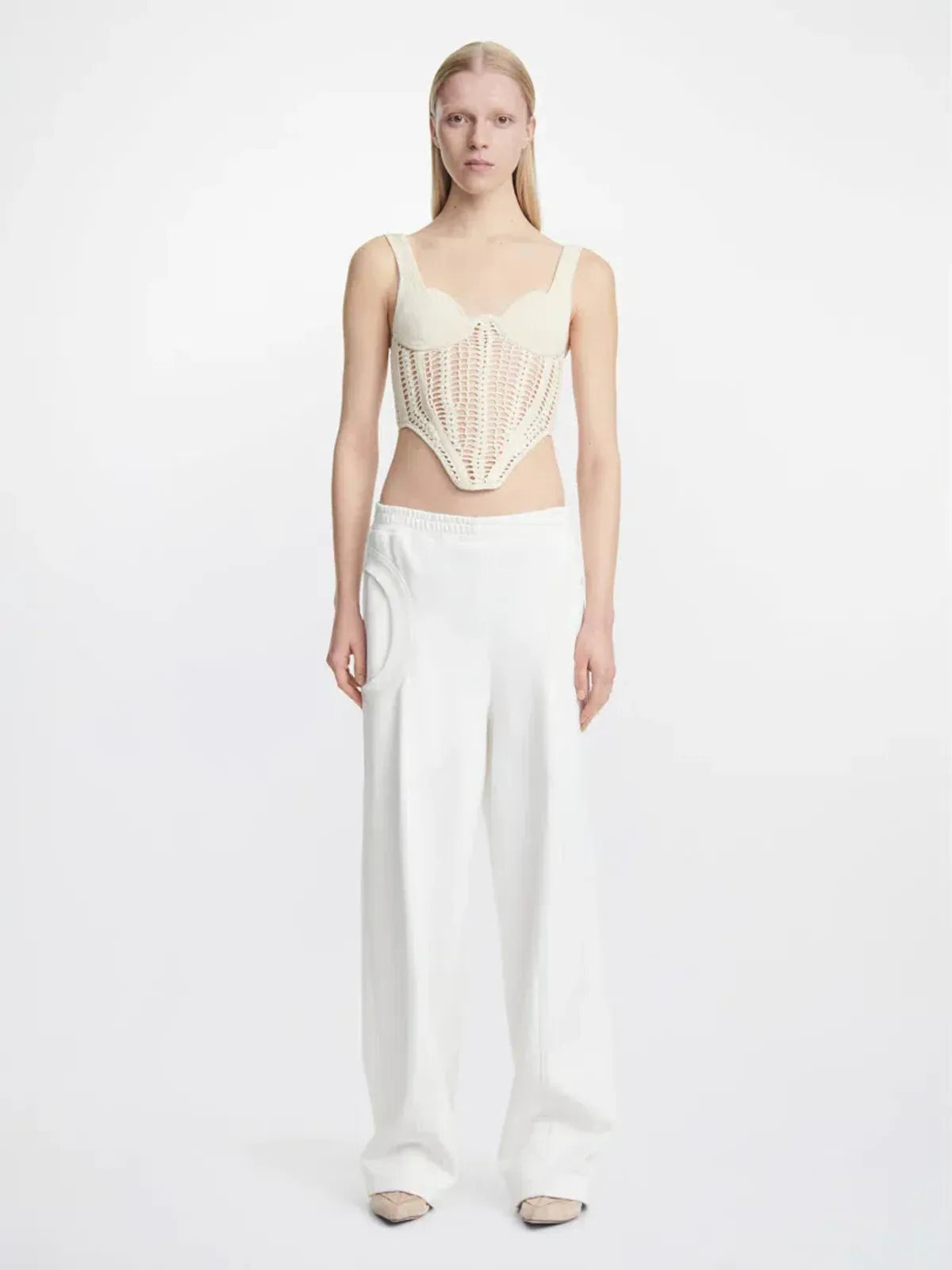 Dion Lee Crochet Corset in Bone Size 10 for rent on The Volte - main image