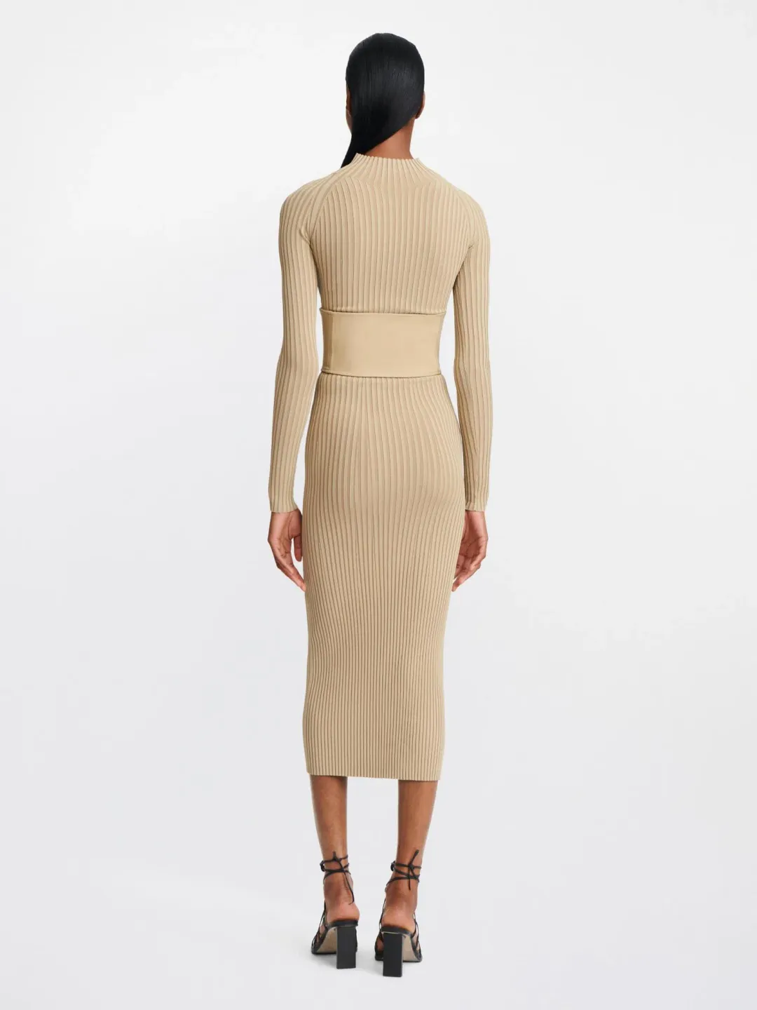 Dion Lee Stripe Rib Twist Dress Sahara Size 10 for rent on The Volte - main image