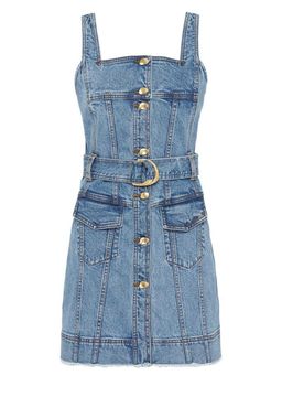 Aje Paperbark Denim Belted Mini Dress Blue Size 4 for rent on The Volte - image 6