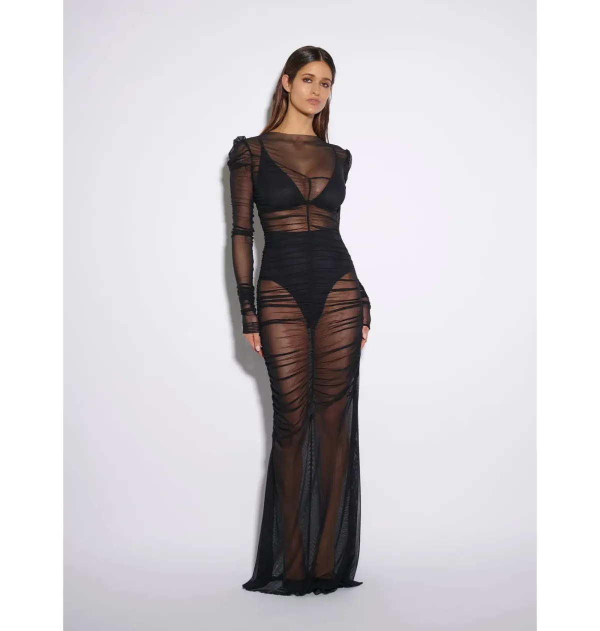 Effie Kats Rhodes Maxi Dress In Black Mesh Size S / AU 8 for rent on The Volte - main image
