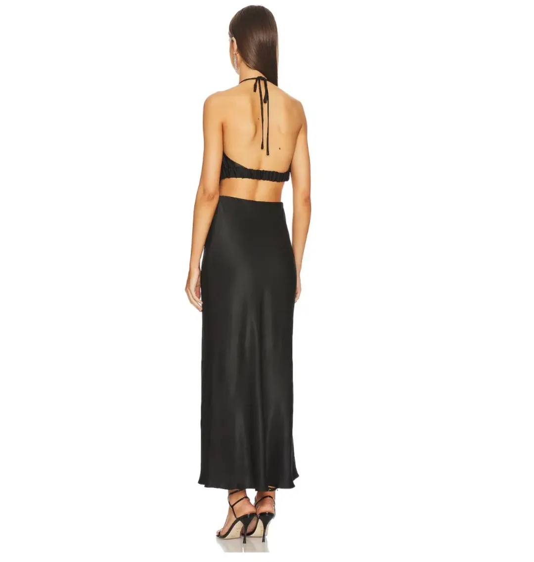 Shona Joy Angelica Ruched Open Back Midi Dress in Black Size 10 for rent on The Volte - main image