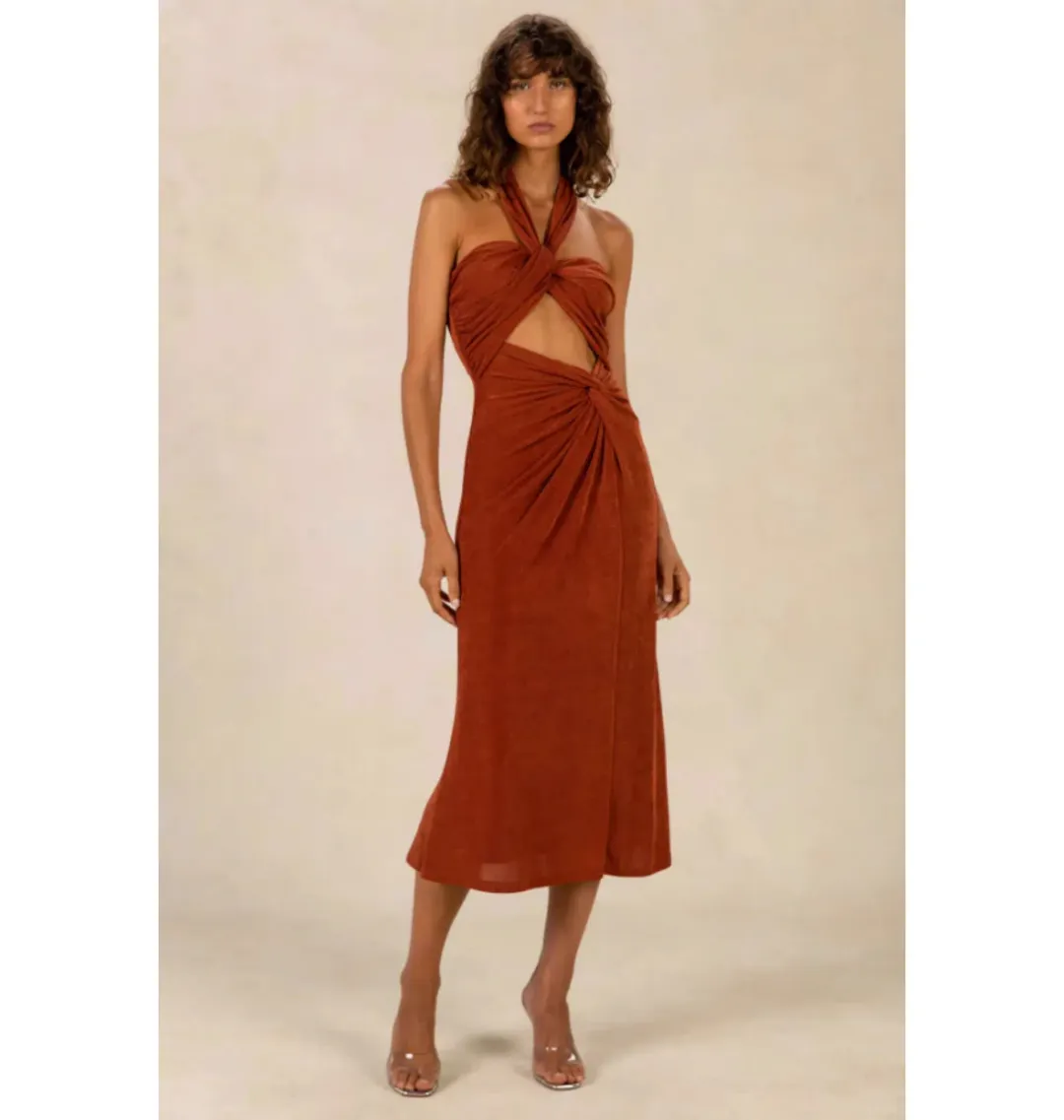 MISHA Angelica Dress Brown Size 10/M for rent on The Volte - main image