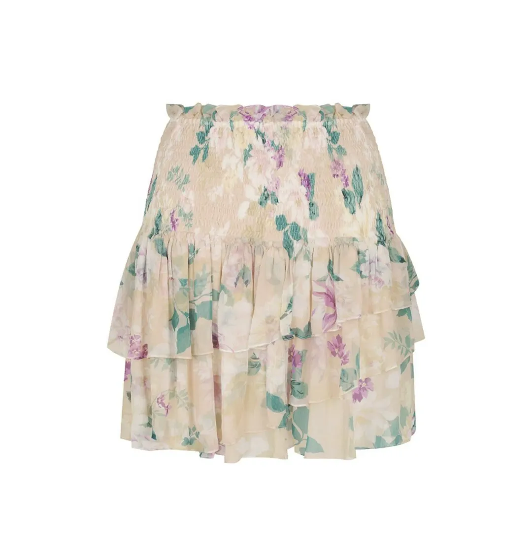 Shona Joy Dontella Cropped Long Sleeve Blouse And Donatella Shirred Ra Ra Skirt Set Floral Size AU 6 for rent on The Volte - main image