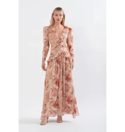 Sonya Moda Ruffle Cutout Maxi In Spiced Peonies Size AU 6 for rent on The Volte - image 1