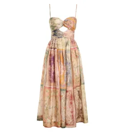 Zimmermann August Tie front Midi Dress  in Patch Floral Size 3 / AU 14 for rent on The Volte - image 5