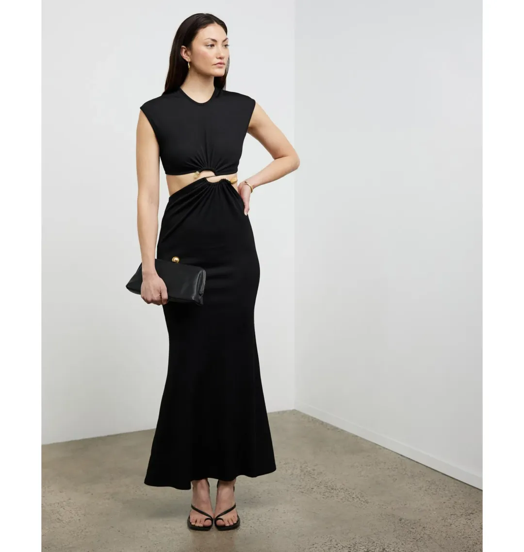 Christopher Esber Distorted Quartz Split Tank Dress in Black Size AU 12 for rent on The Volte - main image