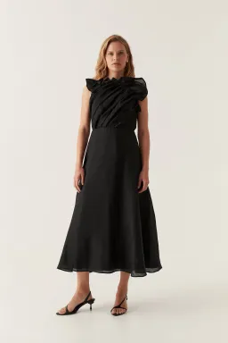 Aje Genesis Midi Dress Black Size 14 for rent on The Volte - image 1