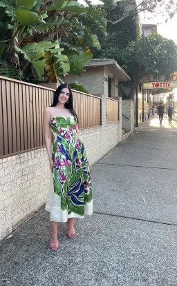 Aje Paradiso Cinched Midi Dress Print Size 8 for rent on The Volte - image 3