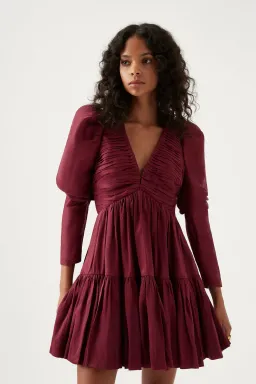 Aje Impasto Ruched Mini Dress Burgundy Size 8 for rent on The Volte - image 2