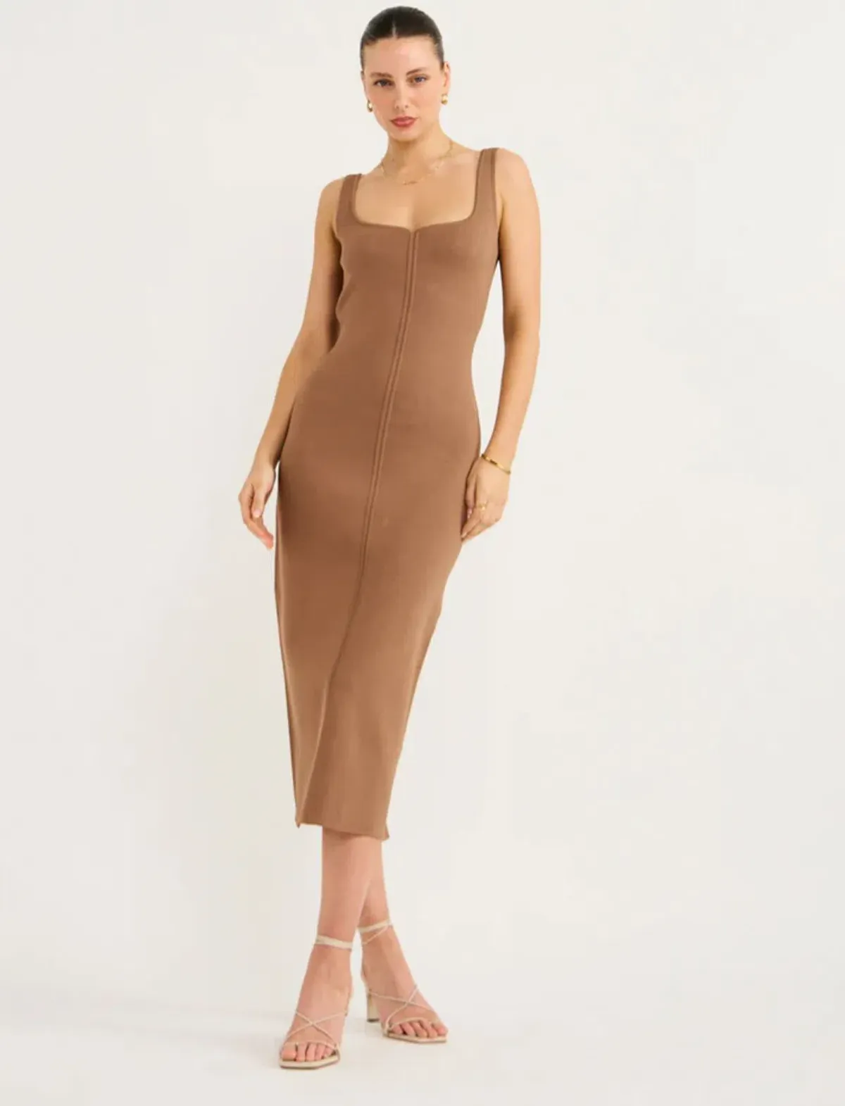 Clea Parsons Crepe Knit Dress In Hazel Size XS/ AU 6 for rent on The Volte - main image