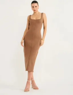 Clea Parsons Crepe Knit Dress In Hazel Size XS/ AU 6 for rent on The Volte - image 1