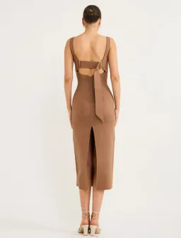 Clea Parsons Crepe Knit Dress In Hazel Size XS/ AU 6 for rent on The Volte - image 3