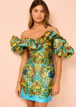 Alemais Sofie Off Shoulder Mini Dress Multi Floral Size AU 14 for rent on The Volte - image 5