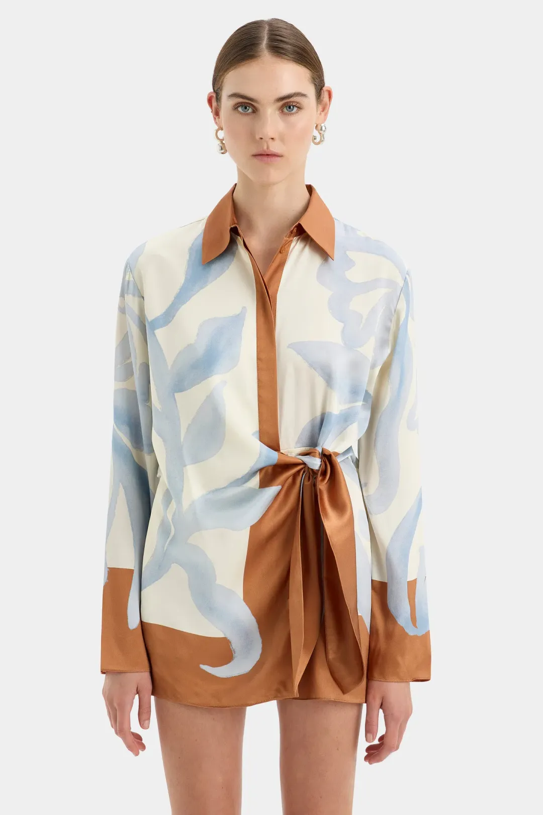 Sir the Label The Sorrento Shirt Mini Dress Sciarpa Print Size 8 for rent on The Volte - main image
