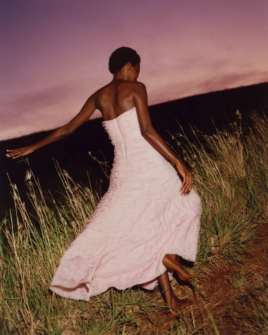 Aje Soundscape Maxi Dress in Chalk Pink Size 8 for rent on The Volte - main image