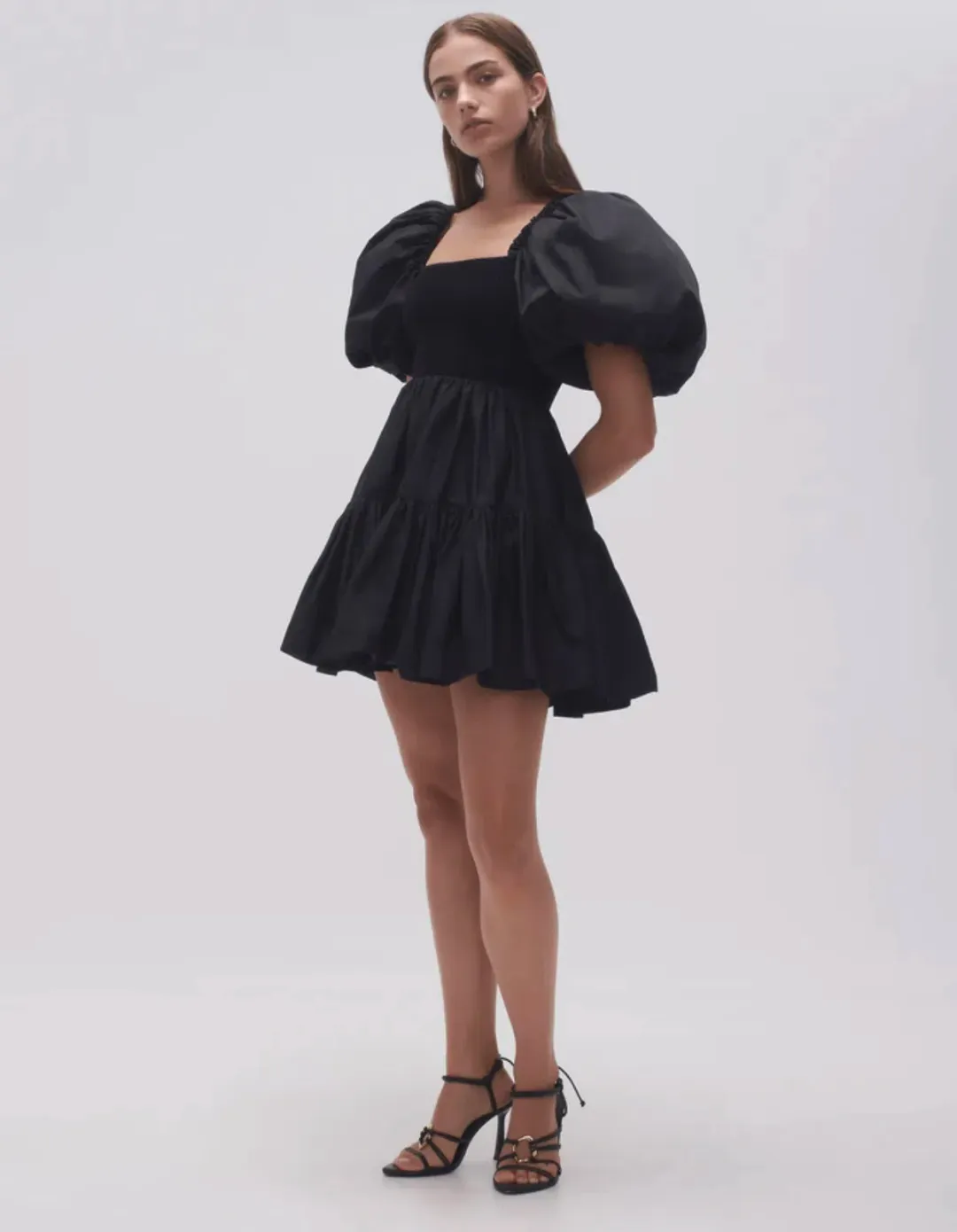 Aje Casa Puff Sleeve Mini Dress Black Size 8 for rent on The Volte - main image