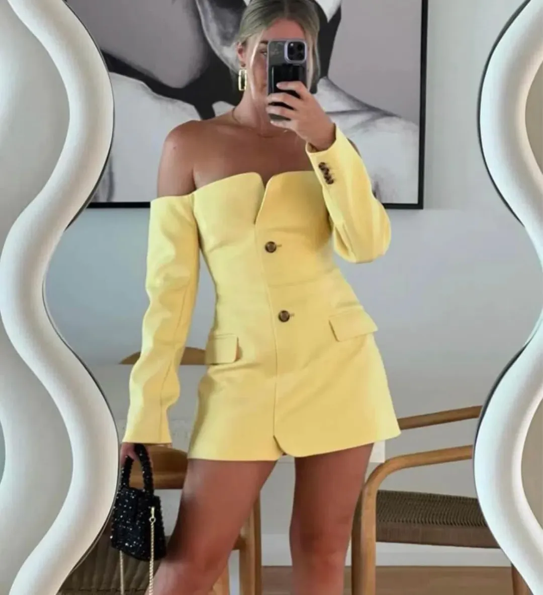 Sir the Label Sandrine Tailored Mini Dress in Limone Size 1 (AU 8) for rent on The Volte - main image