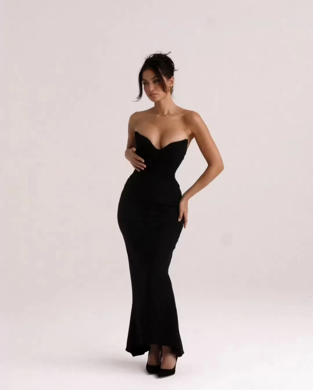 House of CB Sabine Strapless Corset Dress Black Size 10 for rent on The Volte - main image