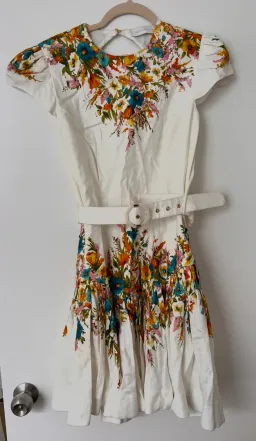 Zimmermann Estelle Tie Backless Mini Dress Cream Floral Size 3 / AU 14 for rent on The Volte - image 5