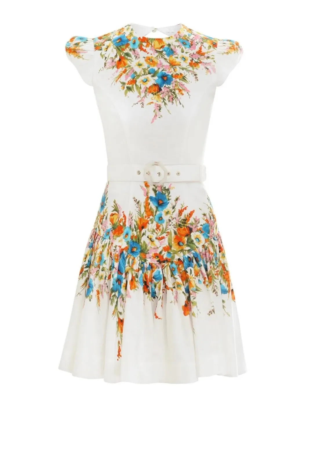Zimmermann Estelle Tie Backless Mini Dress Cream Floral Size 3 / AU 14 for rent on The Volte - main image