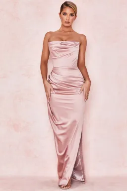 House of CB Adrienne Satin Strapless Gown Blush Size S / AU 8 for rent on The Volte - image 2
