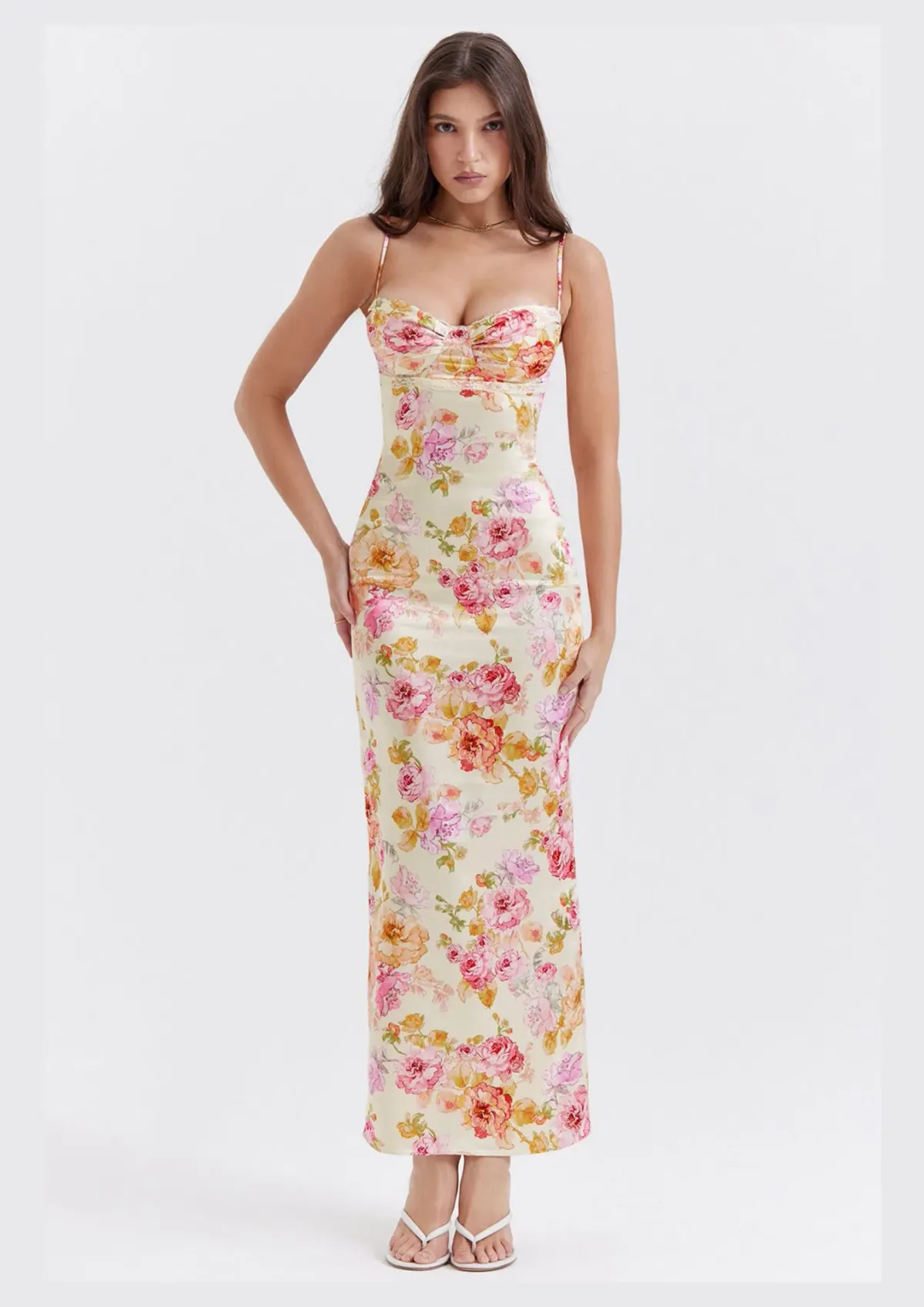 House of Cb Josefina Maxi Dress Ivory Floral Size S / AU 8 for rent on The Volte - main image