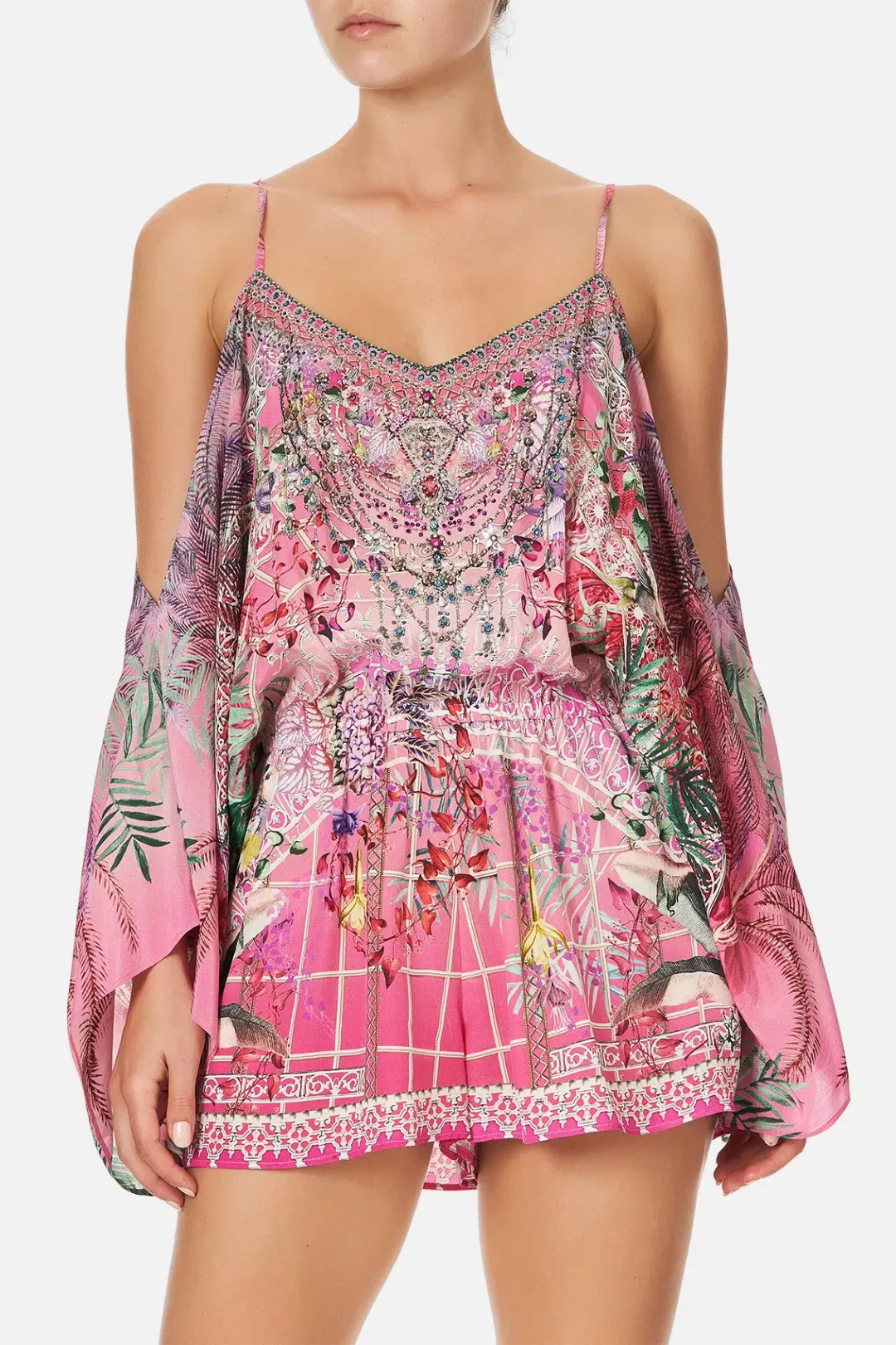 Camilla Drop Shoulder Playsuit Glasshouse Romance Size L /Au 14 for rent on The Volte - main image